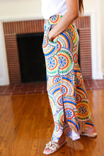 Load image into Gallery viewer, Multicolor Mandala Smocked Waist Side Slit Palazzo Pants
