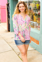 Load image into Gallery viewer, Life's A Party Fuchsia &amp; Yellow Abstract Print V Neck Top
