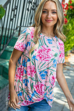 Load image into Gallery viewer, Coral Floral Print Front Knot Top
