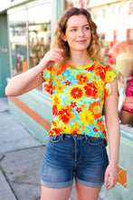 Load image into Gallery viewer, Yellow &amp; Red Floral Flutter Sleeve Top
