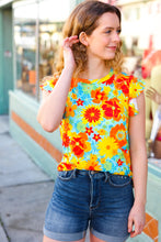 Load image into Gallery viewer, Yellow &amp; Red Floral Flutter Sleeve Top
