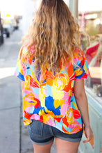 Load image into Gallery viewer, Orange &amp; Yellow Geometric Floral V Neck Dolman Top
