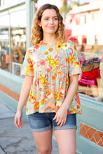 Load image into Gallery viewer, Peach &amp; Aqua Floral Babydoll Top
