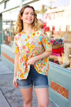 Load image into Gallery viewer, Peach &amp; Aqua Floral Babydoll Top
