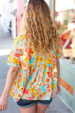 Load image into Gallery viewer, Peach &amp; Aqua Floral Babydoll Top
