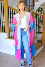 Load image into Gallery viewer, Feel Your Best Taupe &amp; Fuchsia Color Block Ruffle Hem Kimono
