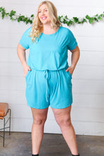 Load image into Gallery viewer, Ice Blue Brushed Knit Elastic Waist Pocketed Romper
