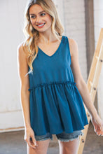 Load image into Gallery viewer, Azure Blue V Neck Sleeveless Ruffle Frill Tunic
