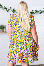 Load image into Gallery viewer, Indigo &amp; Lemon Floral Babydoll Ruffle Dress

