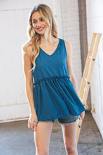 Load image into Gallery viewer, Azure Blue V Neck Sleeveless Ruffle Frill Tunic
