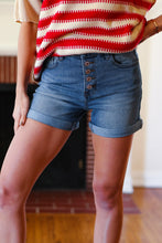 Load image into Gallery viewer, Stars &amp; Stripes Pocket Button Down Cuffed Hem Shorts
