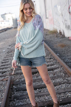 Load image into Gallery viewer, Mint Lace Up Long Sleeve French Terry Oversized Pullover

