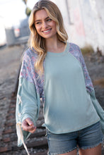 Load image into Gallery viewer, Mint Lace Up Long Sleeve French Terry Oversized Pullover
