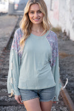 Load image into Gallery viewer, Mint Lace Up Long Sleeve French Terry Oversized Pullover
