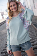 Load image into Gallery viewer, Mint Lace Up Long Sleeve French Terry Oversized Pullover
