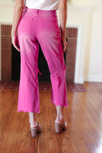 Load image into Gallery viewer, Cut Loose Hot Pink High Rise Washed Distressed Hem &amp; Knee Cropped Pants
