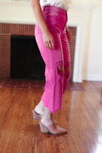 Load image into Gallery viewer, Cut Loose Hot Pink High Rise Washed Distressed Hem &amp; Knee Cropped Pants
