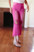 Load image into Gallery viewer, Cut Loose Hot Pink High Rise Washed Distressed Hem &amp; Knee Cropped Pants
