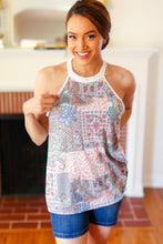 Load image into Gallery viewer, Cream Boho Paisley Thermal Halter Top

