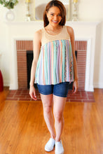 Load image into Gallery viewer, Mustard Two-Tone Boho Print Back Tie Tank
