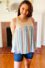 Load image into Gallery viewer, Mustard Two-Tone Boho Print Back Tie Tank

