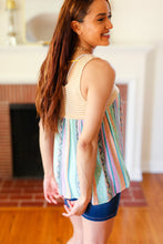 Load image into Gallery viewer, Mustard Two-Tone Boho Print Back Tie Tank
