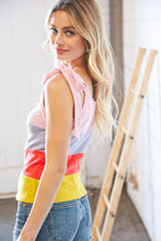 Load image into Gallery viewer, Pink/Lavender Waffle Thermal Color Block Slim Fit Top
