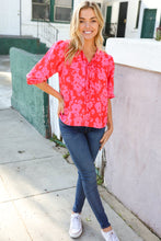 Load image into Gallery viewer, New Day Red Ribbon Bow Detail Floral Woven Blouse
