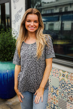 Load image into Gallery viewer, Fall For Me Charcoal Animal Print Thermal Snap Tee
