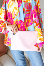 Load image into Gallery viewer, Blush Faux Leather Handle Zipper Clutch
