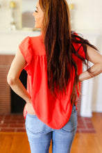 Load image into Gallery viewer, Red-Orange Mock Neck Flutter Sleeve Top
