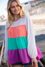 Load image into Gallery viewer, Ivory &amp; Peach Woven Crepe Tiered Blouse
