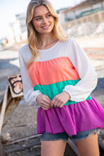 Load image into Gallery viewer, Ivory &amp; Peach Woven Crepe Tiered Blouse
