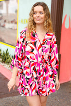 Load image into Gallery viewer, Magenta &amp; Cherry Red Geo Surplice Romper
