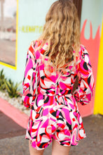 Load image into Gallery viewer, Magenta &amp; Cherry Red Geo Surplice Romper
