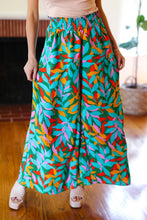 Load image into Gallery viewer, Summer Vibes Green &amp; Orange Abstract Print Smocked Palazzo Pants
