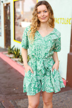 Load image into Gallery viewer, Sage Green Boho Surplice Pocketed Romper
