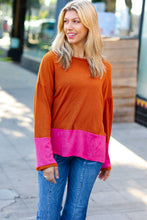 Load image into Gallery viewer, Fuchsia &amp; Rust Color Block Hacci Top
