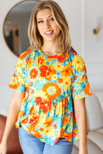 Load image into Gallery viewer, Sunflower&amp; Red Retro Floral Swing Babydoll Top
