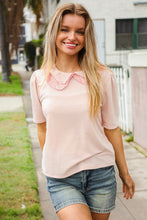 Load image into Gallery viewer, New Day Blush Flat Collar Floral French Terry Blouse
