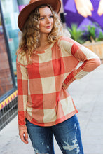 Load image into Gallery viewer, Rust Checker Plaid French Terry Top
