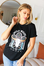 Load image into Gallery viewer, Black Cotton Wild West Graphic Tee
