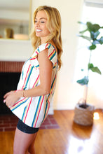 Load image into Gallery viewer, Multicolor Striped Raglan Flutter Sleeve Top
