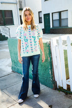 Load image into Gallery viewer, All For Love Mint Jacquard Floral Bubble Sleeve Sweater Top
