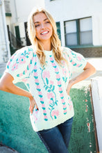 Load image into Gallery viewer, All For Love Mint Jacquard Floral Bubble Sleeve Sweater Top
