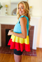 Load image into Gallery viewer, Multicolor Tiered Shoulder Tie Bow Crepe Top

