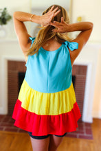 Load image into Gallery viewer, Multicolor Tiered Shoulder Tie Bow Crepe Top
