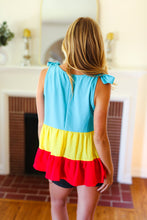 Load image into Gallery viewer, Multicolor Tiered Shoulder Tie Bow Crepe Top
