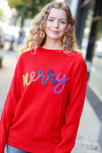 Load image into Gallery viewer, More The Merrier Red Pop Up Lurex Sweater
