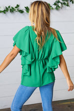 Load image into Gallery viewer, Sea Green Button Ruffle Woven Top
